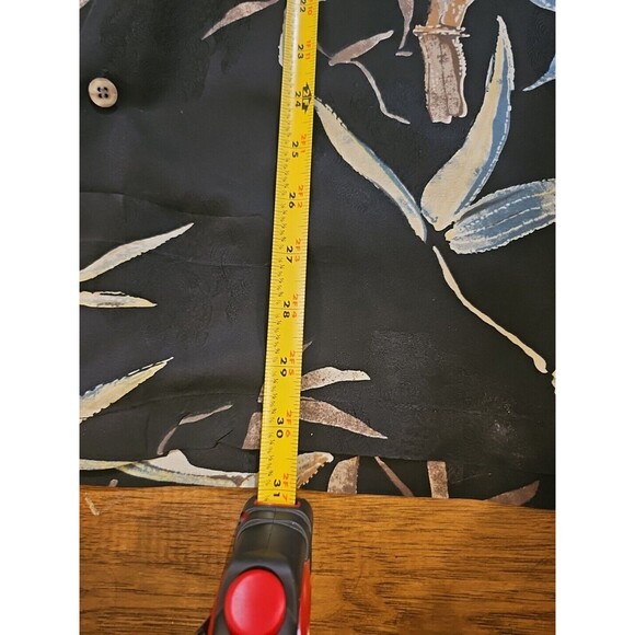 Tori Richard Men’s Large Silk Hawaiian Shirt Black Bamboo Floral Embroidered - Picture 5 of 6